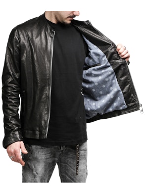 Giacca biker in pelle nera