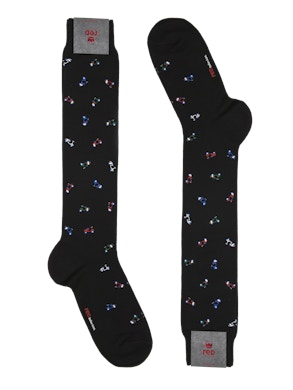 Men’s knee high sock. Italian Vespa print Color Black/ Red